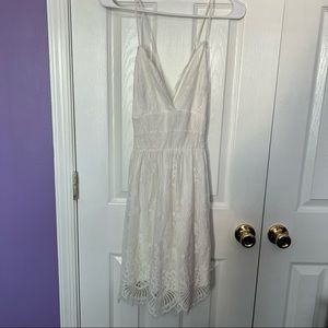 White Lace Dress with Lace-Up Back
